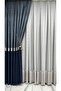 Blue Background Silver Belt Striped Background Curtain Single Wing 1/3 Close Pleat - 3