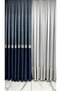 Blue Background Silver Belt Striped Background Curtain Single Wing 1/3 Close Pleat