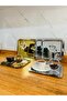3 Silver 3 Gold Stainless Steel 21X21Cm Square Tea, Coffee, Cake Serving Tray Decorative Presentation Tray - 2
