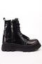 حذاء ذو نعل سميك ومقاوم للبرد ومزود بسحاب وجلد أسود لامع - 2