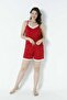 Women's Rope Strap Milan Fabric Pajama Set with Lace Detail Shorts - 3