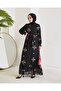 embroidered chiffon dress black - 3