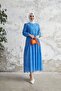 Guipure Hijab Dress-blue - 3