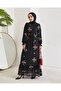embroidered chiffon dress black - 5