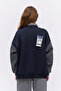 Felt Print Detailed Sweatshirt Navy Blue - 5