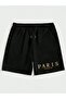 Paris Romantic T-Shirt Combed Cotton Shorts - White Black Shorts T-Shirt Set Printed Oversize Crew Neck - 3