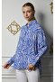 Women's Long Sleeve Printed Viscose Shirt - 2