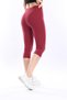 Super Quality Burgundy Combed Cotton Lycra Below Knee Capri Tights High Waist - 7