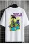 Men's Oversize Loose Cut White Color T-shirt Rock'n Roller Printed