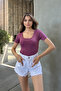 Dusty Rose Wide Neck Short Sleeve T-Shirt - 3