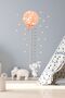 Rabbit Height Meter Wall Sticker with Orange Balloon Colorful