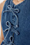 Blue Front Tie Skirt Fitted Denim Vest Twoss24Ye00047 - 4