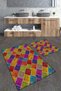 Patchwork Patterned Large Size Bathroom Mat Set of 2