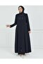 Chain Detailed Chain Detailed Soft Fabric Black Overcoat with Cup-Shaped Waistband - 2