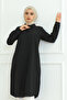 Women's black long sleeve lapel buttoned long hijab tunic - 5