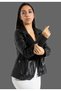 Genuine Leather Women's Jacket (Black) - 3