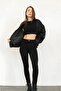 Black Unisex Oversize Leather College Jacket - Complex Sleeve Design - 3