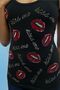 Slim Fit / Slim Fit Crystal Stone Lip Printed Cotton Sleeveless Women's Athlete - 6