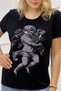 Angel Crystal Stone Black Crew Neck Large Size Stylish Cotton Women's T-Shirt - 2