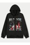 Back to Nature Sweatshirt Zippered Cardigan - Black Printed Oversize Pocket Winter Hoodie