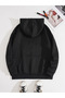 Unisex Black Hooded Cardigan Zipper Sweatshirt - 2