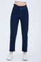 Navy Blue Elastic Waist Button Detailed Mom Jean Jeans - 2