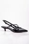 Black Color Patent Leather Open Back Belt Detailed Ankle Strap Women's Heeled Shoes 4 Cm - 4