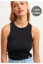 Women's Black Ribbed Halter Collar Knitted Tank Top