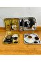 3 Silver 3 Gold Stainless Steel 21X21Cm Square Tea, Coffee, Cake Serving Tray Decorative Presentation Tray