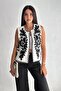 Women's White Embroidered Special Design Linen Vest - 5