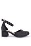 Girl's Black Ankle Buckle Heeled Evening Dress Shoes