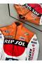Unisex Orange Rpsl Digital Design Printed Zippered Raincoat & Windbreaker
