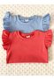 Ruffle Sleeve Detailed 2-Piece Baby Girl Kids T-Shirt-Tops-Zero Sleeve