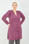Women's Plum Large Size Summer Long Combed Cotton Cardigan with Pockets - 4