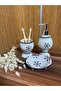 Red Ceramic Naomi Collection 3 Piece Snow Patterned Bathroom Set - 2