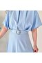 Midi Length Dress with Slit and Belt Detail - 3