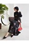 embroidered chiffon dress black - 2