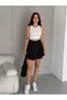 Ruffle Mini Skirt Black Women's Casual Short Cut