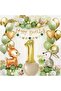 Ceylan Tavşan Gold 1 Year Old Foil Mold Green White Balloon Chain Birthday Party Set Decoration - 2