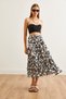 Women's Geometric White Piece Woven Viscose Long Skirt Etk- 19000274 - 6