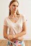 Women's Stone Neck Lace Loose Viscose Blouse Blz- 19000873 - 5