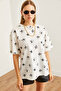 Women's Foil White Foil Printed Oversize T-Shirt Tsh-19000827 - 5