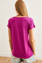 Women's Purple Collared Lace Loose Viscose Blouse Blz-19000873 - 2