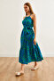 Women Green Cobalt Blue Halter Neck Belted Woven Viscon Dress Elb- 19001548 - 6