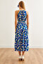 Women's Daisy Cobalt Blue Halter Neck Belted Woven Viscon Dress Elb- 19001548 - 6