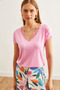 Women's Candy Pink Collar Lace Loose Viscose Blouse Blz- 19000873 - 3