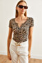 Women's Leopard Beige Zippered Camisole Blouse Blz- 19000112