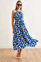 Women's Daisy Cobalt Blue Halter Neck Belted Woven Viscon Dress Elb- 19001548 - 4
