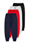 Red-Black-Navy Blue-Grey Melange 4-Piece Jogger Knitted Unisex Tracksuit Bottom with Elastic Waist Tkdaw25Ea00002 - 3