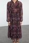 Multicolor Floral Hem Waist Opening Maxi Lined Woven Winter Dress Twoaw25El00179 - 3